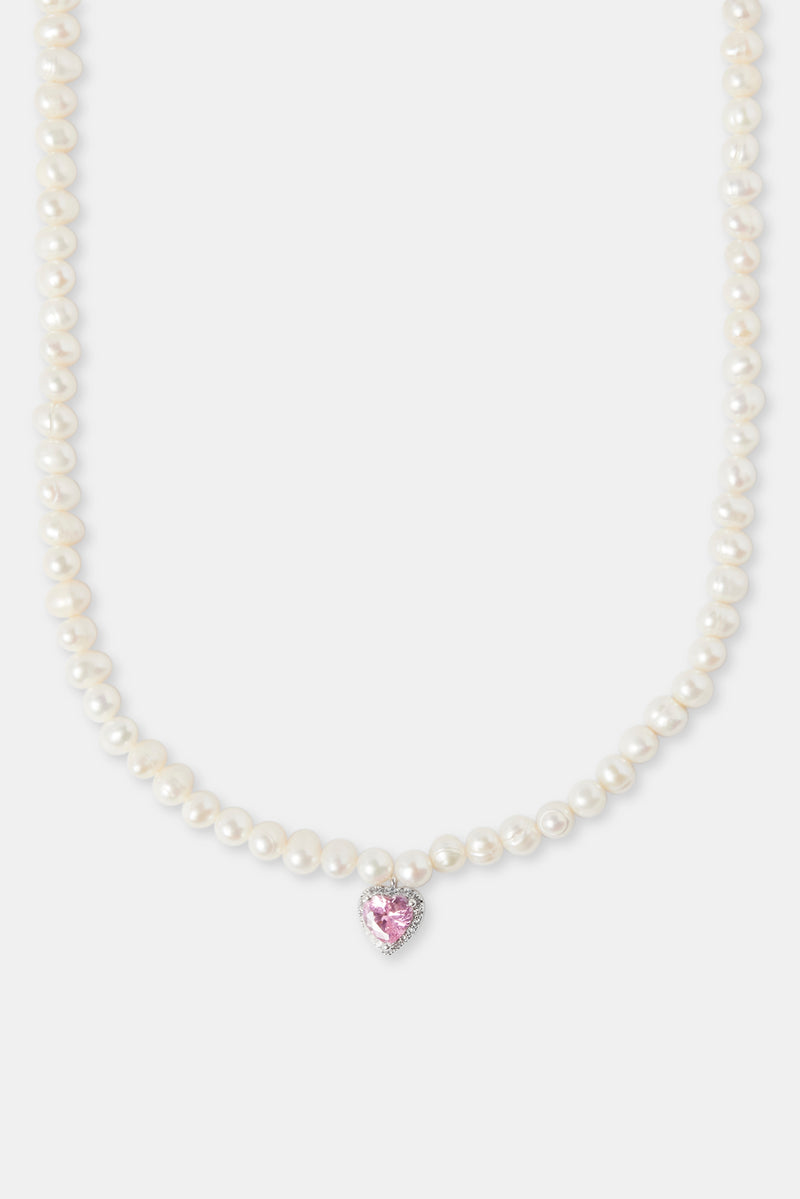 Freshwater Pearl Heart Necklace - 6mm