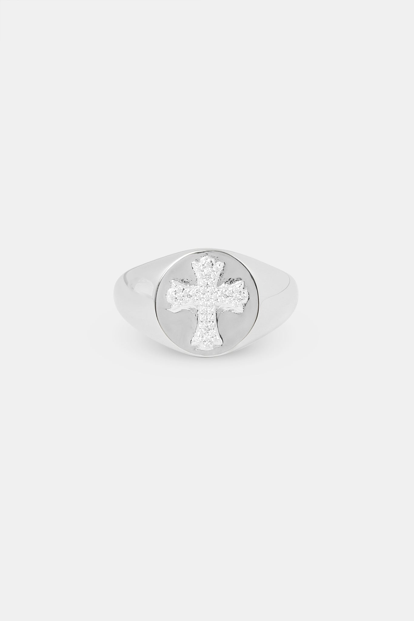 Iced Cross Signet Ring - 15mm