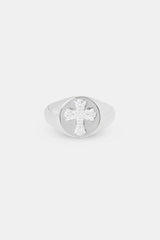 Iced Cross Signet Ring - 15mm