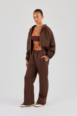 Cernucci Oversized Zip Through Jacket & Wide Leg Jogger - Chocolate