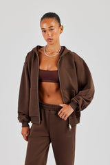 Cernucci Oversized Zip Through Hoodie - Chocolate