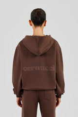 Cernucci Oversized Zip Through Hoodie - Chocolate
