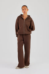 Cernucci Oversized Zip Through Jacket & Wide Leg Jogger - Chocolate