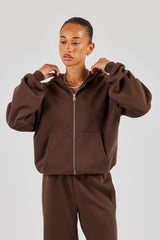 Cernucci Oversized Zip Through Hoodie - Chocolate