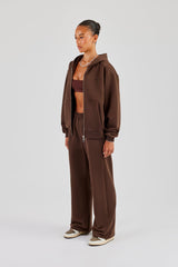 Cernucci Oversized Zip Through Jacket & Wide Leg Jogger - Chocolate