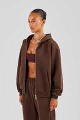 Cernucci Oversized Zip Through Hoodie - Chocolate