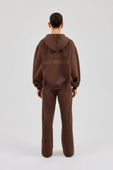 Cernucci Oversized Zip Through Jacket & Wide Leg Jogger - Chocolate