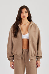 Cernucci Oversized Zip Through Hoodie - Taupe