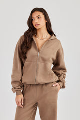 Cernucci Oversized Zip Through Hoodie - Taupe