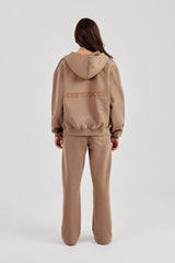 Cernucci Oversized Zip Through Hoodie Wide Leg Jogger - Taupe