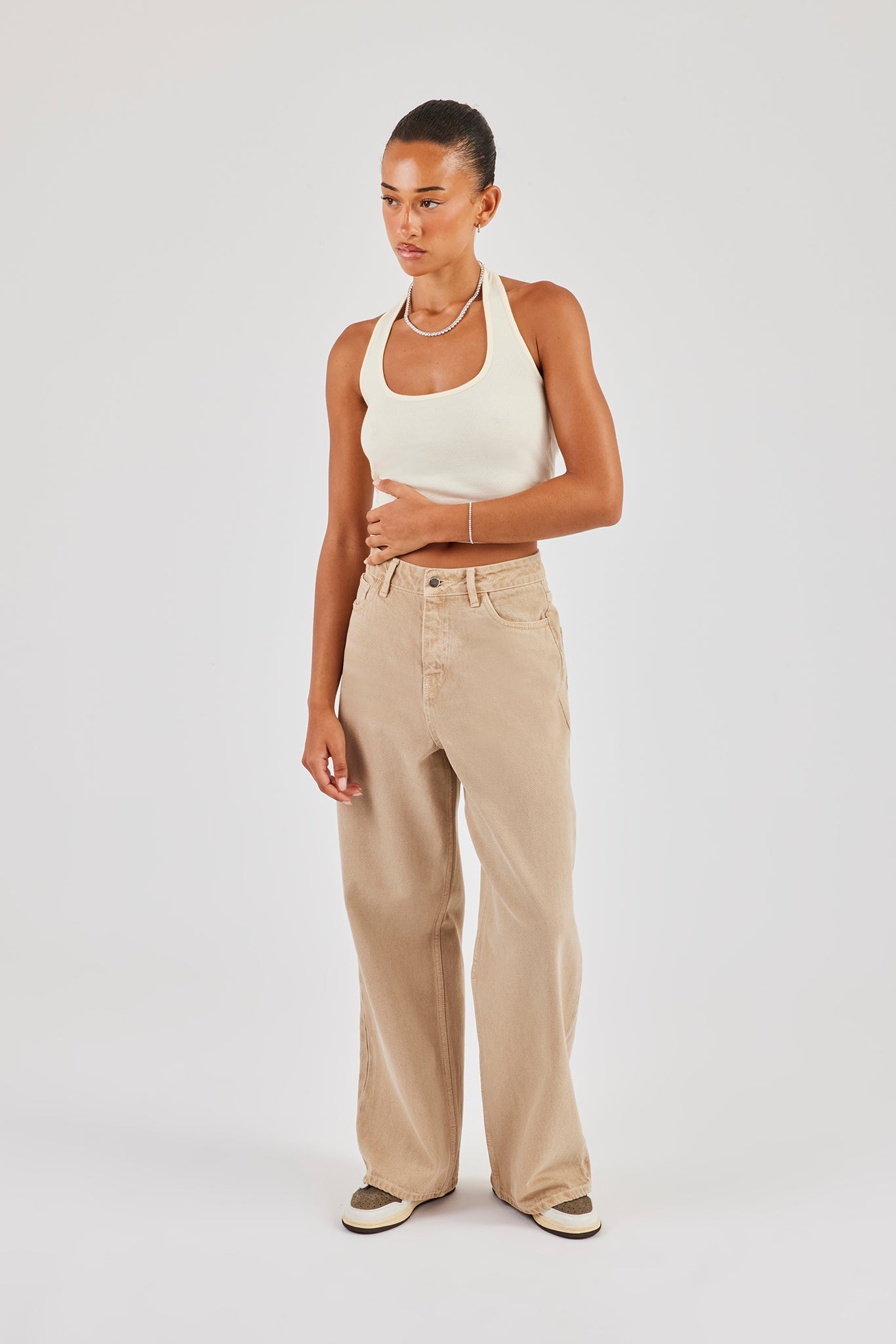 Baggy Fit Overdye Jeans - Washed Stone