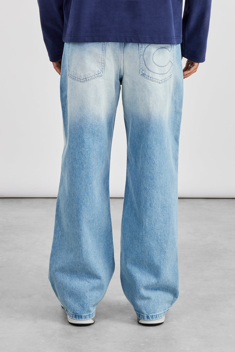 Baggy Ripped Knee Jean - Light Blue