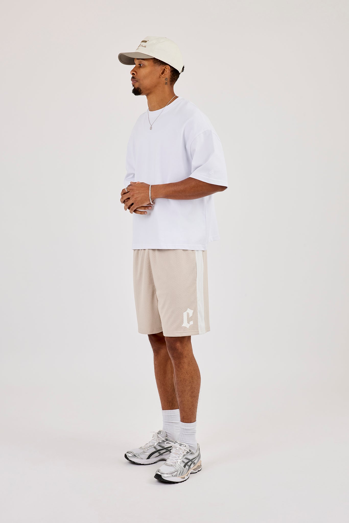 Relaxed Mesh Panelled Shorts - Stone