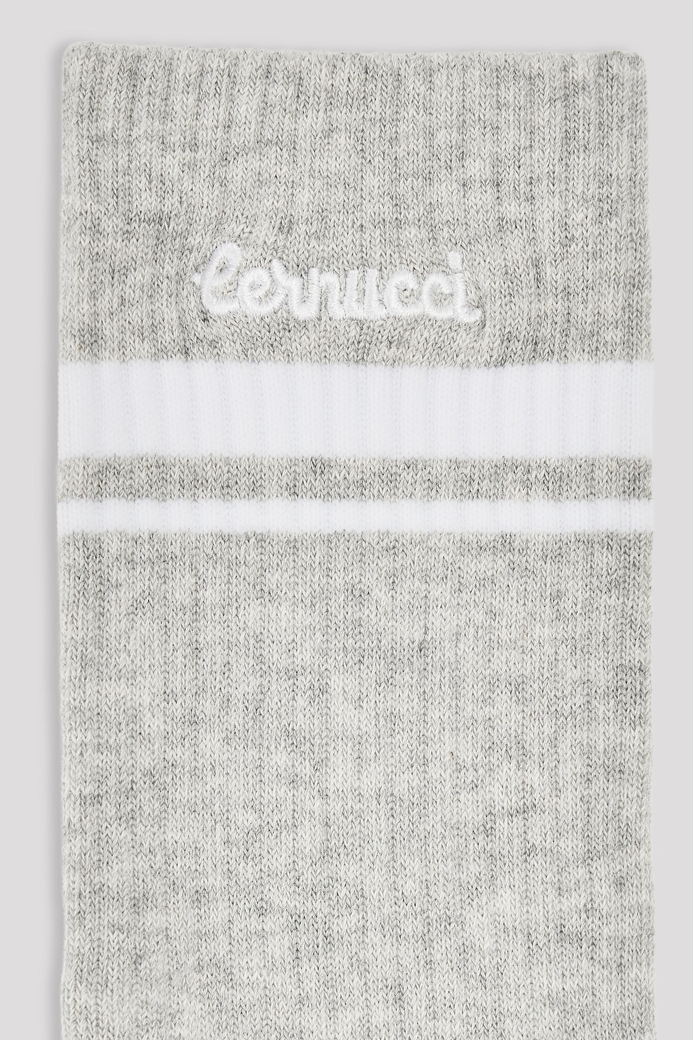 Double Stripe Logo Embroidered Socks - Grey