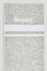 Double Stripe Logo Embroidered Socks - Grey