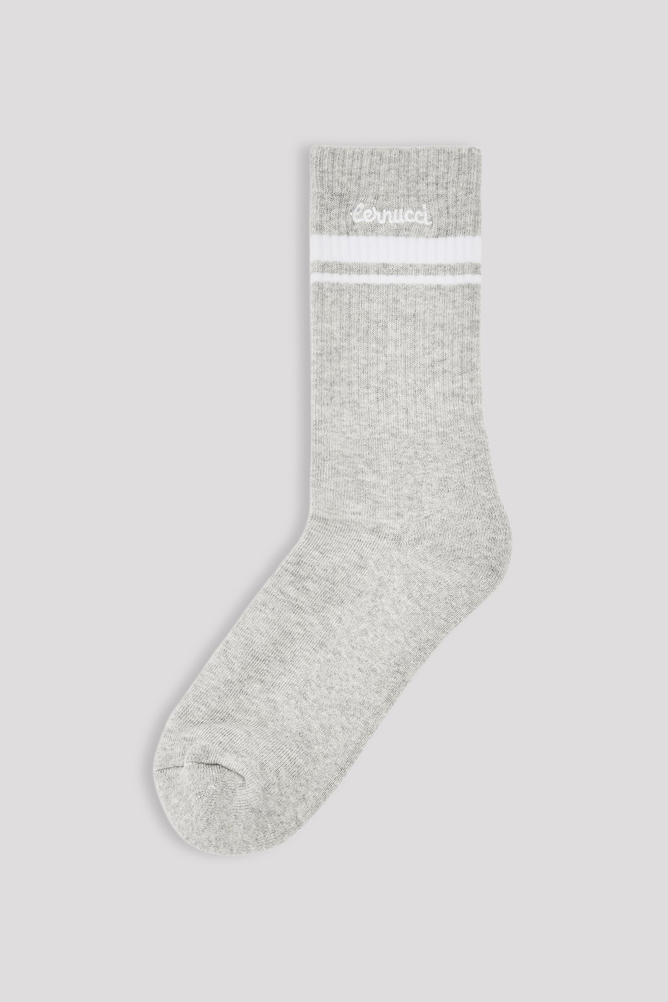 Double Stripe Logo Embroidered Socks - Grey