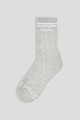 Embroidered Logo Double Stripe Socks - Grey