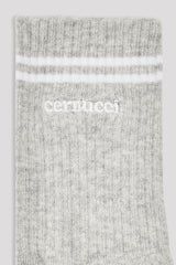 Embroidered Logo Double Stripe Socks - Grey