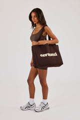 Puff Print Branded Tote Bag - Chocolate