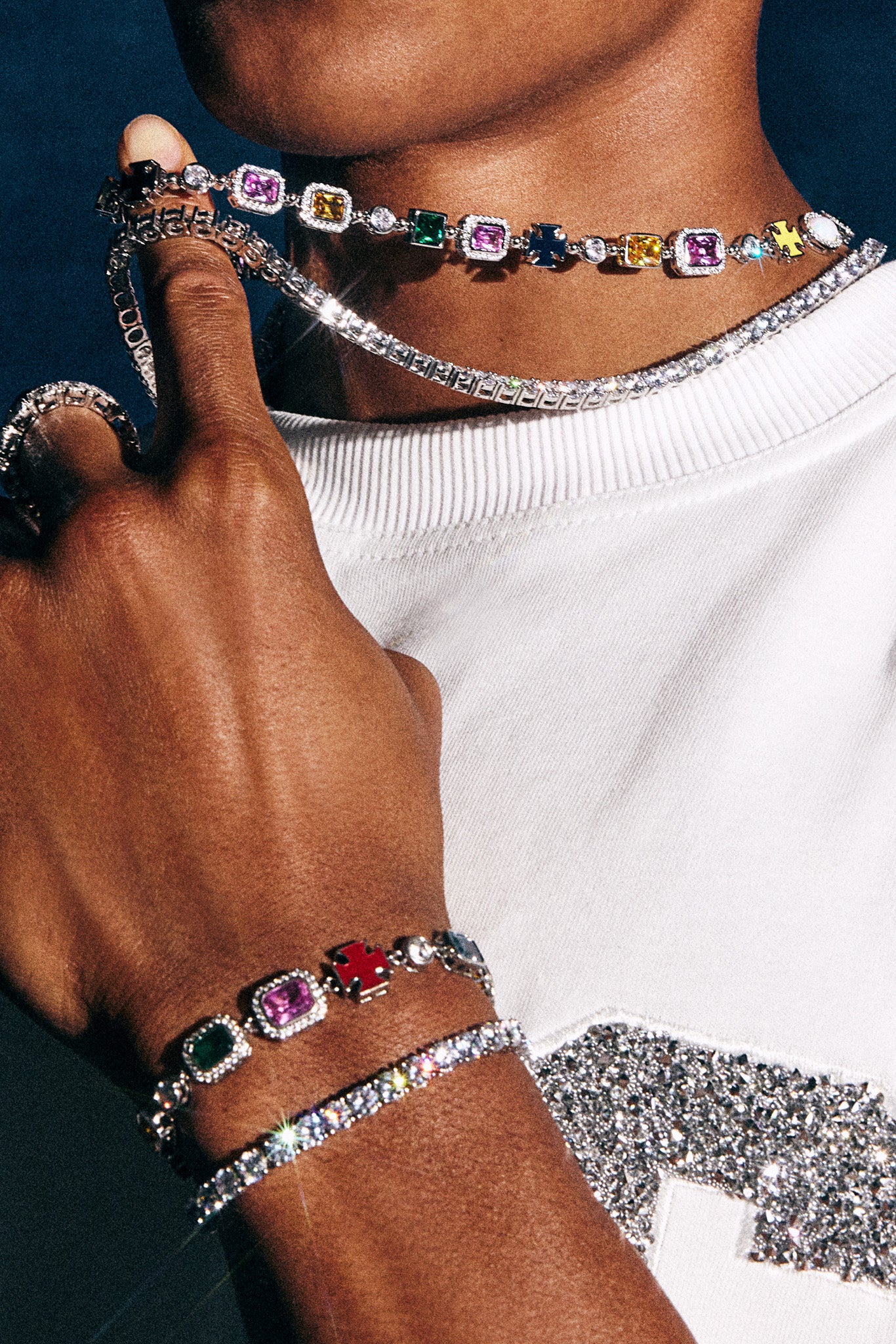 Multi Gemstone Motif Necklace - 10mm