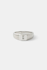 Baguette Stone Centre Textured Ring - 8mm