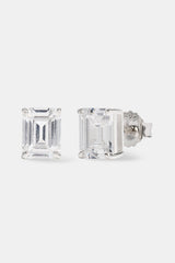 Clear Solitaire Stone Stud Earrings - 8mm - White