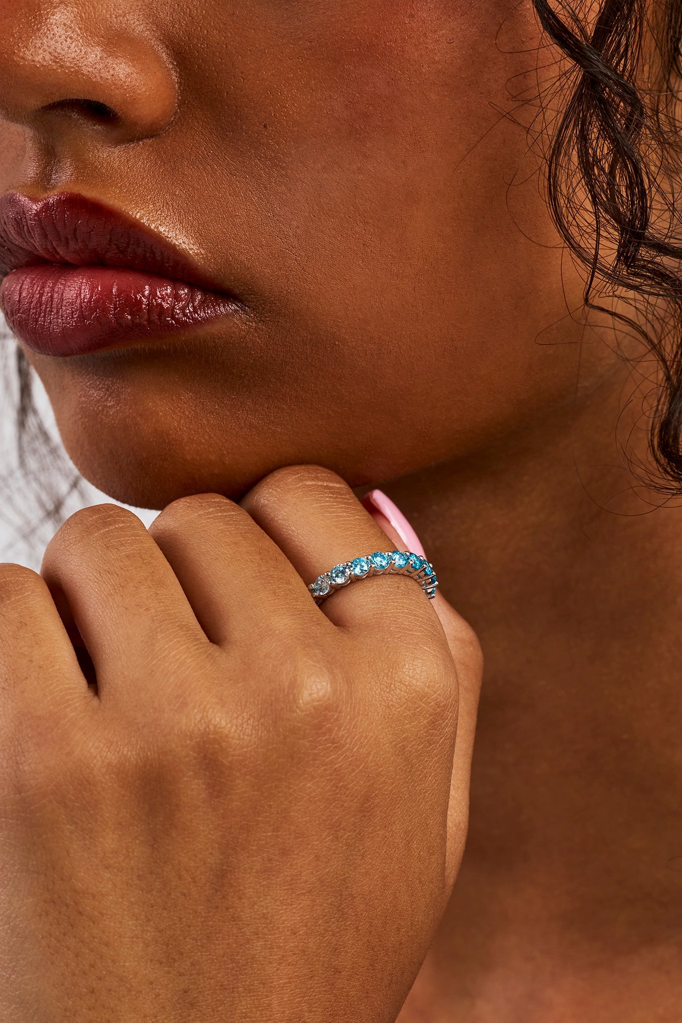 Blue Gradient Tennis Ring - 3mm - White