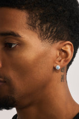 Light Blue CZ Cluster Round Stud Earrings - 8mm