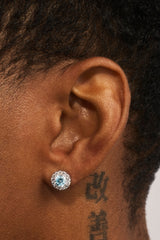 Light Blue CZ Cluster Round Stud Earrings - 8mm
