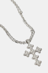 Double Layer Rolo Cross Necklace - 2mm