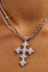 Double Layer Rolo Cross Necklace - 2mm