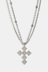 Double Layer Rolo Cross Necklace - 2mm