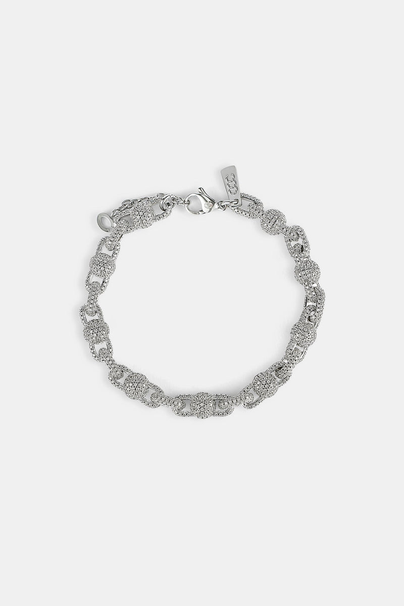 Iced Ball Link Bracelet - 8mm