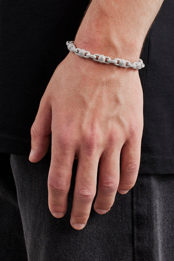 Iced Ball Link Bracelet - 8mm