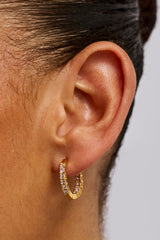 Iced Baguette Hoop Earrings - 20mm - Gold