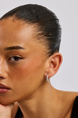 Iced Baguette Hoop Earrings - 20mm - White Gold