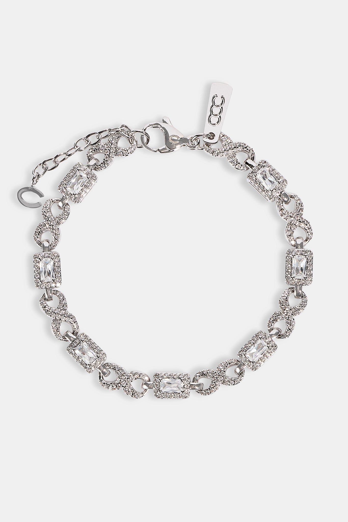 Iced Clear Baguette Stone Infinity Link Bracelet - 6mm