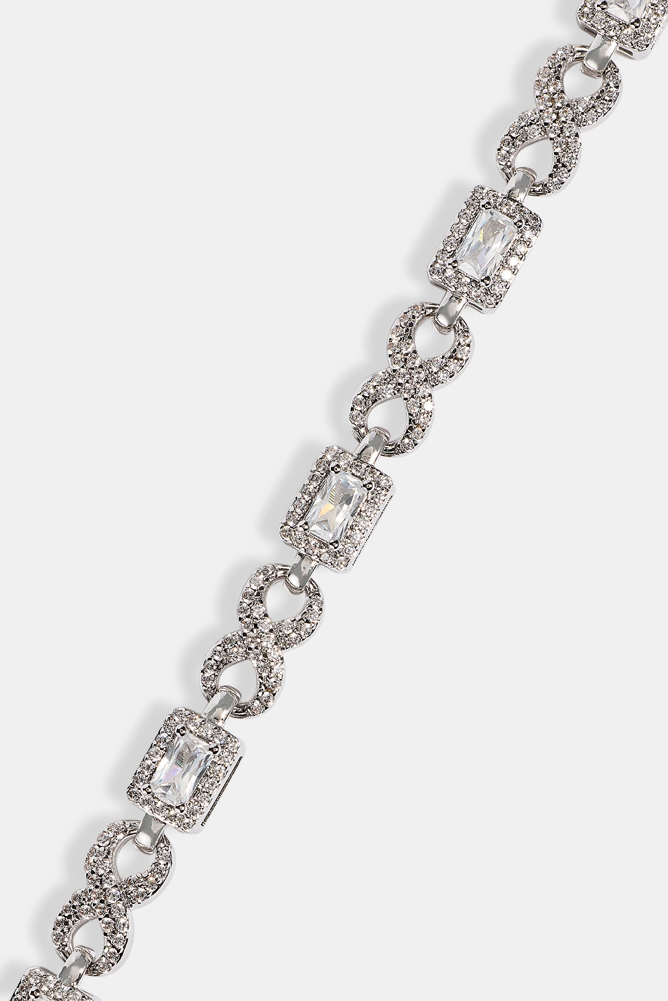 Iced Clear Baguette Stone Infinity Link Bracelet - 6mm