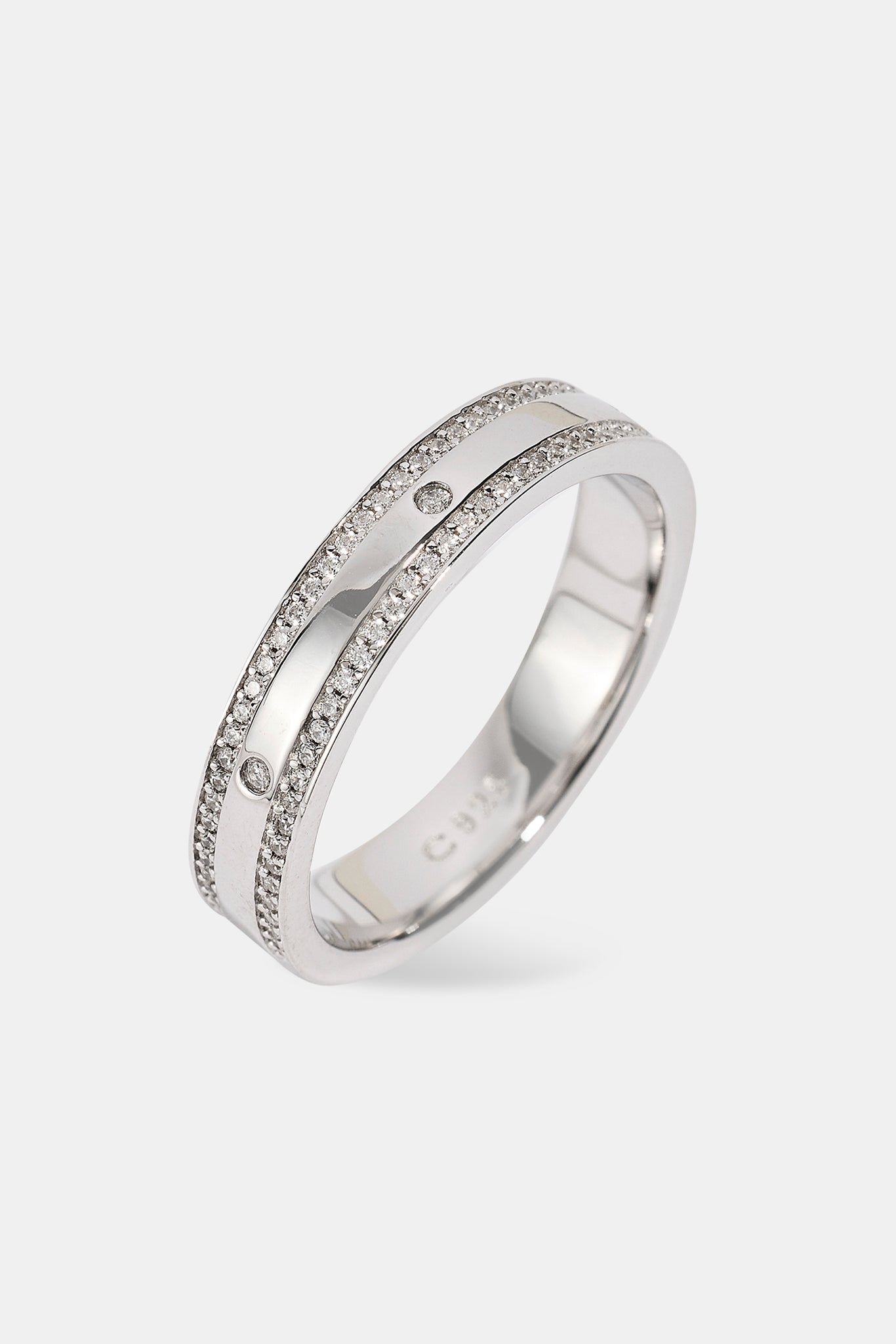 Iced Edge Polished & Gemstone Ring - 5mm
