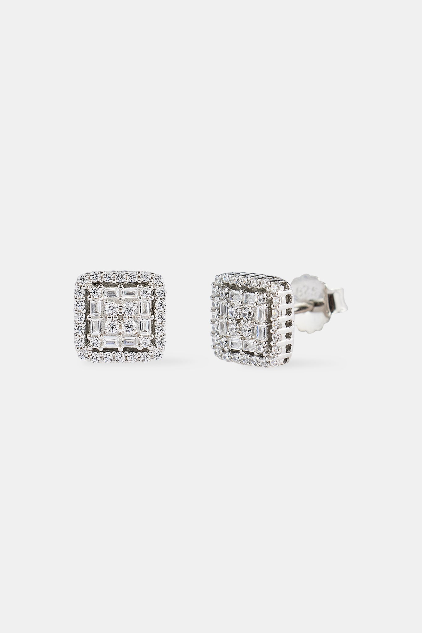 Iced Edge Square Stud Earrings - 8mm