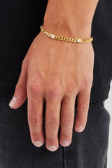 Iced Gemstone Miami Cuban Bracelet - 5mm - Gold