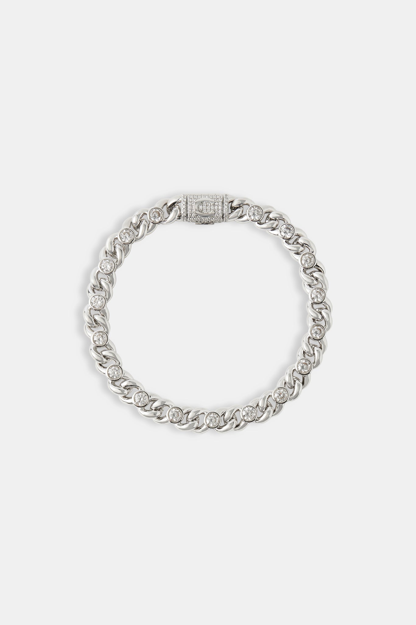 Iced Gemstone Polished Link Bracelet - 8mm