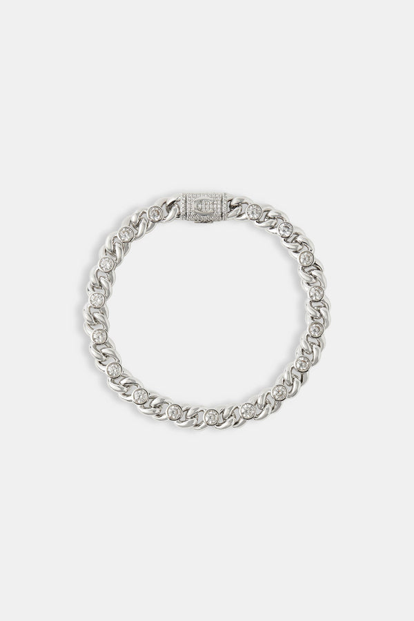 Iced Gemstone Polished Link Bracelet - 8mm