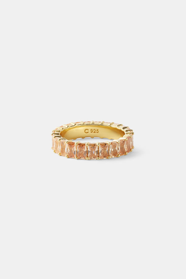 Iced Champagne Tennis Ring - 5mm - Gold