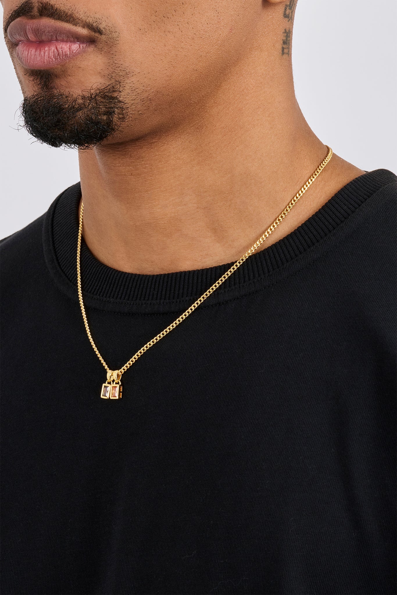 Iced Chocolate Double Pendant Necklace - 6mm - Gold