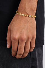 Iced Chocolate Rectangular Stone Bracelet - 6mm - Gold