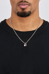 Iced Clear & Black Double Pendant Necklace - 6mm