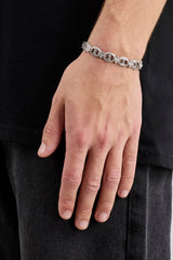 Iced Motif & Gemstone Link Bracelet - 10mm