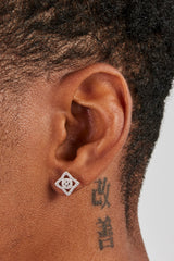 Iced Centre Motif  Stud Earrings - 8mm