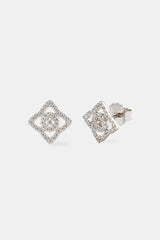 Iced Centre Motif  Stud Earrings - 8mm